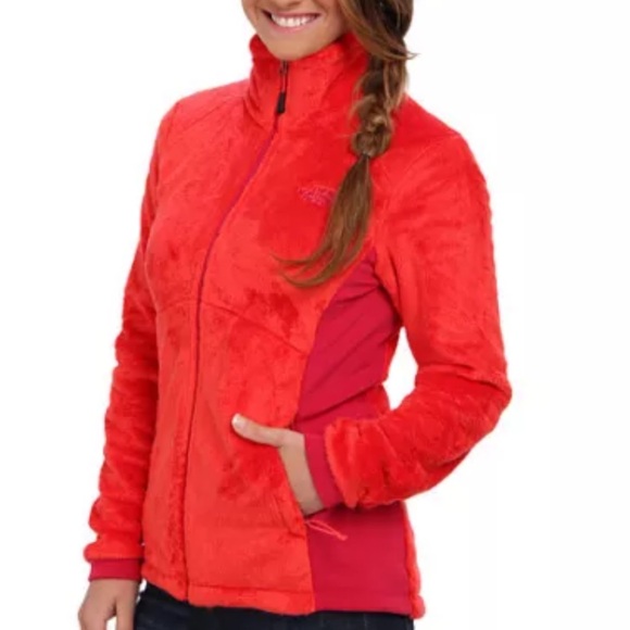 The North Face Jacket Womens S Red Pink Tech Osito Full Zip Fleece Cozy Furry - Picture 12 of 12